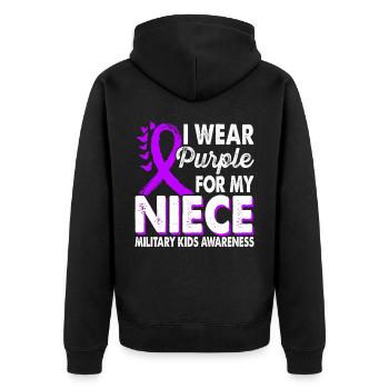 Portez du violet pour les nièces Enfants militaires - Veste à capuche bio Premium Unisexe - noir - Dos - Nico (187cm)