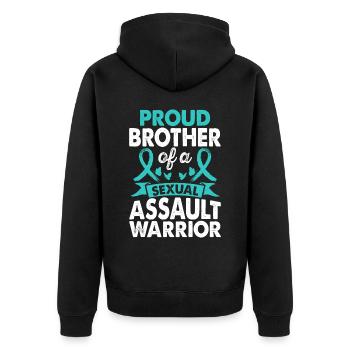 Frère de Sexual Assault Warrior Awareness - Veste à capuche bio Premium Unisexe - noir - Dos - Nico (187cm)