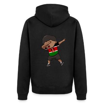 Kenia - Unisex Premium Bio Zip Hoodie - Schwarz - Hinten - Nico (187cm)