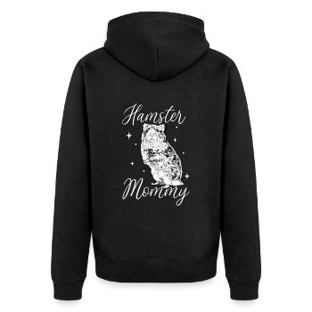 Hamsterbesitzer - Hamster Mama - Unisex Premium Bio Zip Hoodie - Schwarz - Hinten - Nico (187cm)