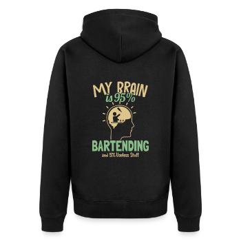 My Brain is 95% Bartending Barmann Bartender - Unisex Premium Bio Zip Hoodie - Schwarz - Hinten - Nico (187cm)