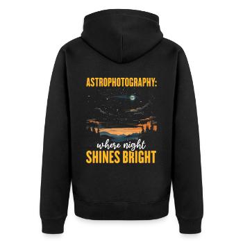 Astrofotografie Kamera Astronomische Astronomie - Unisex Premium Bio Zip Hoodie - Schwarz - Hinten - Nico (187cm)