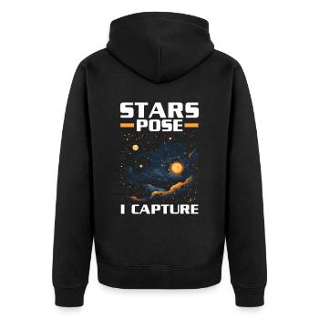 Astrofotografie Kamera Astronomische Astronomie - Unisex Premium Bio Zip Hoodie - Schwarz - Hinten - Nico (187cm)