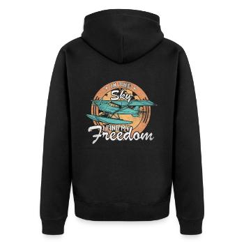In The Sky I Find My Freedom Model Airplane - Unisex Premium Organic Zip Hoodie - black - Back - Nico (187cm)
