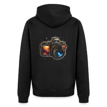 Astrofotografie Kamera Astronomische Astronomie - Unisex Premium Bio Zip Hoodie - Schwarz - Hinten - Nico (187cm)