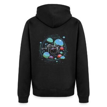 Astrofotografie Kamera Astronomische Astronomie - Unisex Premium Bio Zip Hoodie - Schwarz - Hinten - Nico (187cm)