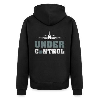 Under Control Model Airplane - Unisex Premium Organic Zip Hoodie - black - Back - Nico (187cm)