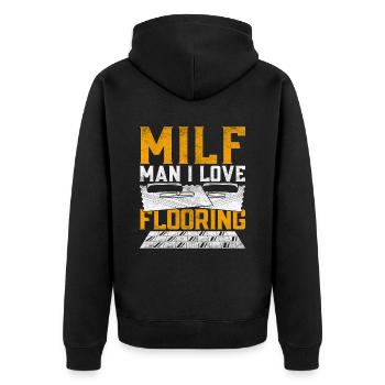 Bodenleger Fliesenleger Man I Love Flooring - Unisex Premium Bio Zip Hoodie - Schwarz - Hinten - Nico (187cm)