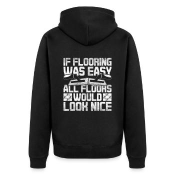 Bodenleger Fliesenleger Estrichleger - Unisex Premium Bio Zip Hoodie - Schwarz - Hinten - Nico (187cm)