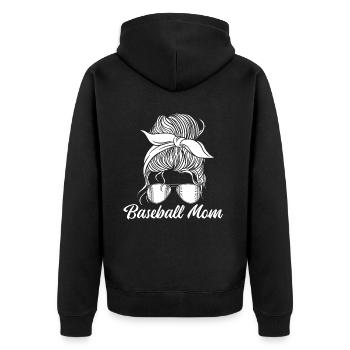 Baseball Baseball Mom - Unisex Premium Bio Zip Hoodie - Schwarz - Hinten - Nico (187cm)