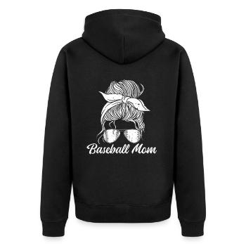 Baseball Baseball Mom - Unisex Premium Bio Zip Hoodie - Schwarz - Hinten - Nico (187cm)