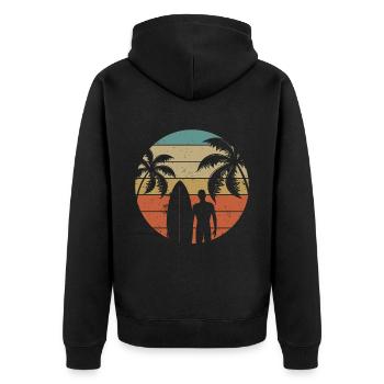 Vintage Surfer Retro Surfing Beach Surf - Unisex Premium Organic Zip Hoodie - black - Back - Nico (187cm)
