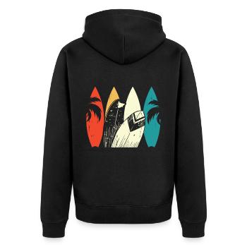 Vintage Surfer Retro Surfing Beach Surf - Unisex Premium Organic Zip Hoodie - black - Back - Nico (187cm)