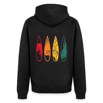 Vintage Surfer Retro Surfing Beach Surf - Unisex Premium Organic Zip Hoodie - black - Back - Nico (187cm)