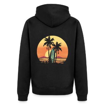 Vintage Surfer Retro Surfing Beach Surf - Unisex Premium Organic Zip Hoodie - black - Back - Nico (187cm)