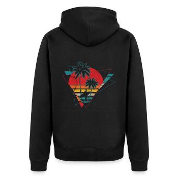Vintage Surfer Retro Surfing Beach Surf - Unisex Premium Organic Zip Hoodie - black - Back - Nico (187cm)
