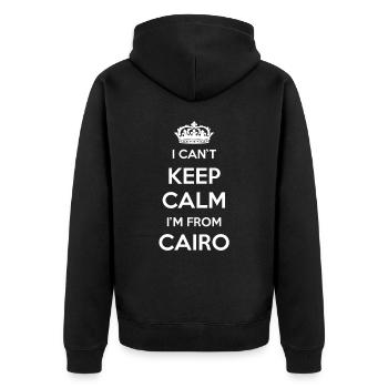 Ich Kann Nicht Ruhig Bleiben, Ich Bin Von Kairo - Unisex Premium Bio Zip Hoodie - Schwarz - Hinten - Nico (187cm)
