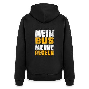Busfahrer Spruch - Unisex Premium Bio Zip Hoodie - Schwarz - Hinten - Nico (187cm)