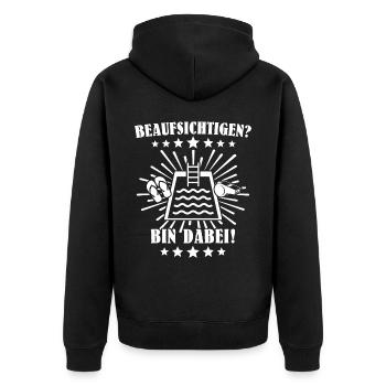 Schwimmmeister - Unisex Premium Bio Zip Hoodie - Schwarz - Hinten - Nico (187cm)