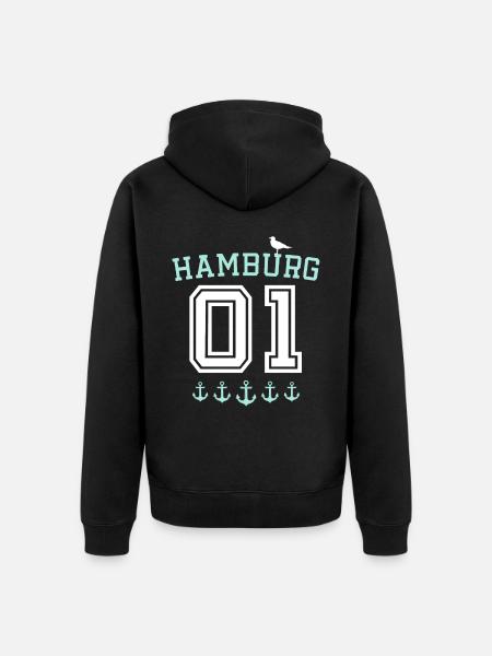 Hamburg Spruch - Unisex Premium Organic Zip Hoodie - black