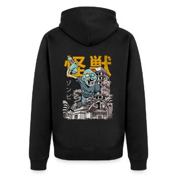 Kaiju Zombie Japanese Anime Monster Halloween - Unisex Premium Organic Zip Hoodie - black - Back - Nico (187cm)