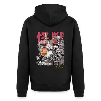 Kaiju Rabbit Japanese Anime Monster Easter Egg - Unisex Premium Organic Zip Hoodie - black - Back - Nico (187cm)