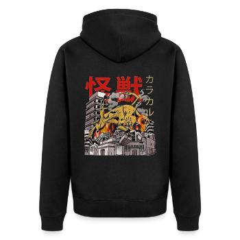 Kaiju Big Floppa Monstre Anime Japonais Caracal - Veste à capuche bio Premium Unisexe - noir - Dos - Nico (187cm)