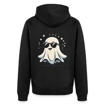 Gespenst mit Sonnenbrille - Unisex Premium Bio Zip Hoodie - Schwarz - Hinten - Nico (187cm)