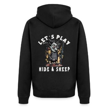 Lass Uns Verstecken - Unisex Premium Bio Zip Hoodie - Schwarz - Hinten - Nico (187cm)