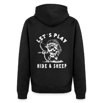 Lass Uns Verstecken - Unisex Premium Bio Zip Hoodie - Schwarz - Hinten - Nico (187cm)