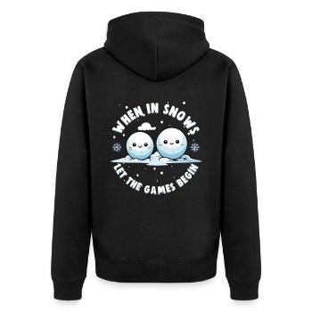 Schneeballschlacht - Quand il neige, laissez les jeux - Veste à capuche bio Premium Unisexe - noir - Dos - Nico (187cm)