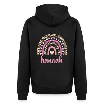 Hannah Regenbogen Name Geburtstag Hannah - Unisex Premium Bio Zip Hoodie - Schwarz - Hinten - Nico (187cm)