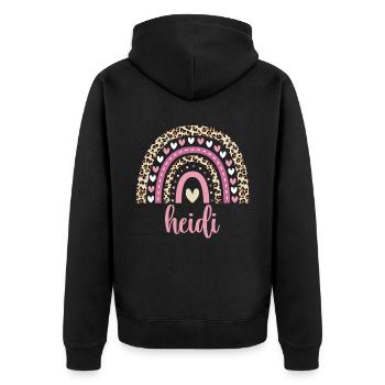 Heidi Regenbogen Name Geburtstag Heidi - Unisex Premium Bio Zip Hoodie - Schwarz - Hinten - Nico (187cm)