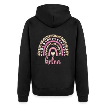 Helen Regenbogen Name Geburtstag Helen - Unisex Premium Bio Zip Hoodie - Schwarz - Hinten - Nico (187cm)