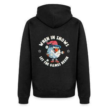 Schneeballschlacht - Quand il neige, laissez les jeux - Veste à capuche bio Premium Unisexe - noir - Dos - Nico (187cm)
