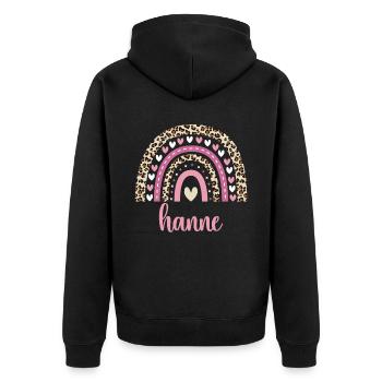 Hanne Regenbogen Name Geburtstag Hanne - Unisex Premium Bio Zip Hoodie - Schwarz - Hinten - Nico (187cm)