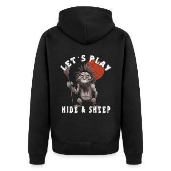 Lass Uns Verstecken - Unisex Premium Bio Zip Hoodie - Schwarz - Hinten - Nico (187cm)