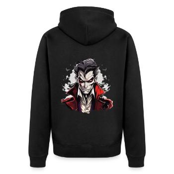 Cool Halloween Costume - Creepy Vampire - Unisex Premium Organic Zip Hoodie - black - Back - Nico (187cm)