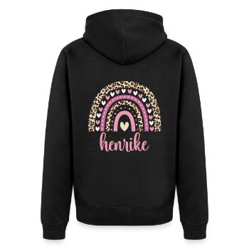 Henrike Regenbogen Name Geburtstag Henrike - Unisex Premium Bio Zip Hoodie - Schwarz - Hinten - Nico (187cm)