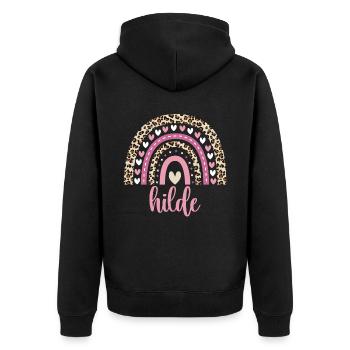 Hilde Regenbogen Name Geburtstag Hilde - Unisex Premium Bio Zip Hoodie - Schwarz - Hinten - Nico (187cm)