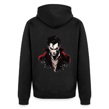 Cool Halloween Costume - Creepy Vampire - Unisex Premium Organic Zip Hoodie - black - Back - Nico (187cm)