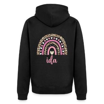 Ida Regenbogen Name Geburtstag Ida - Unisex Premium Bio Zip Hoodie - Schwarz - Hinten - Nico (187cm)