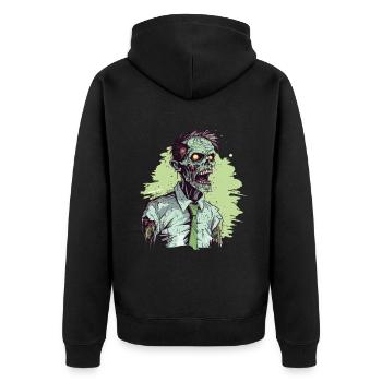 Cooles Halloween -Kostüm - Gruseliger Zombie - Unisex Premium Bio Zip Hoodie - Schwarz - Hinten - Nico (187cm)
