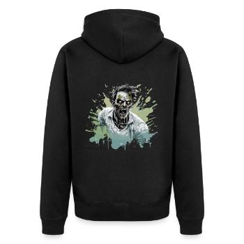 Cooles Halloween -Kostüm - Gruseliger Zombie - Unisex Premium Bio Zip Hoodie - Schwarz - Hinten - Nico (187cm)