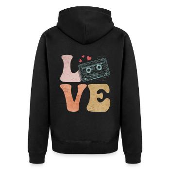 Tape cassette LOVE - Veste à capuche bio Premium Unisexe - noir - Dos - Nico (187cm)