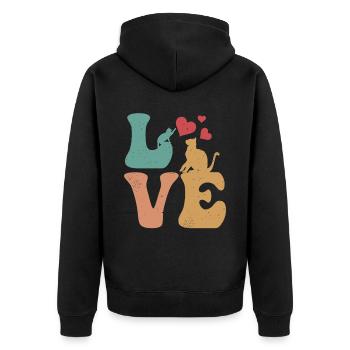 Cat LOVE Amoureux des chats J’aime les chats - Veste à capuche bio Premium Unisexe - noir - Dos - Nico (187cm)