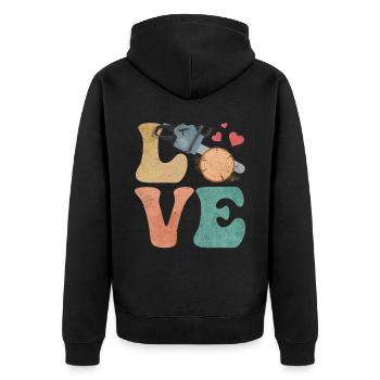 chainsaw arborist woodworker lumberjack LIE - Unisex Premium Organic Zip Hoodie - black - Back - Nico (187cm)