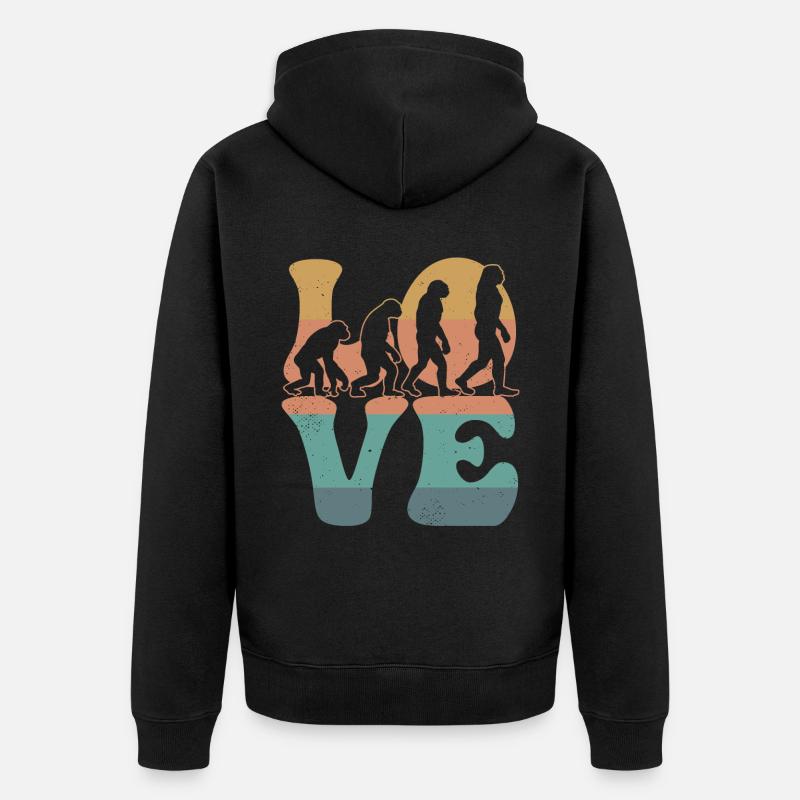 Charles Darwin Evolutionstheorie LIEBE - Unisex Premium Bio Zip Hoodie - Schwarz