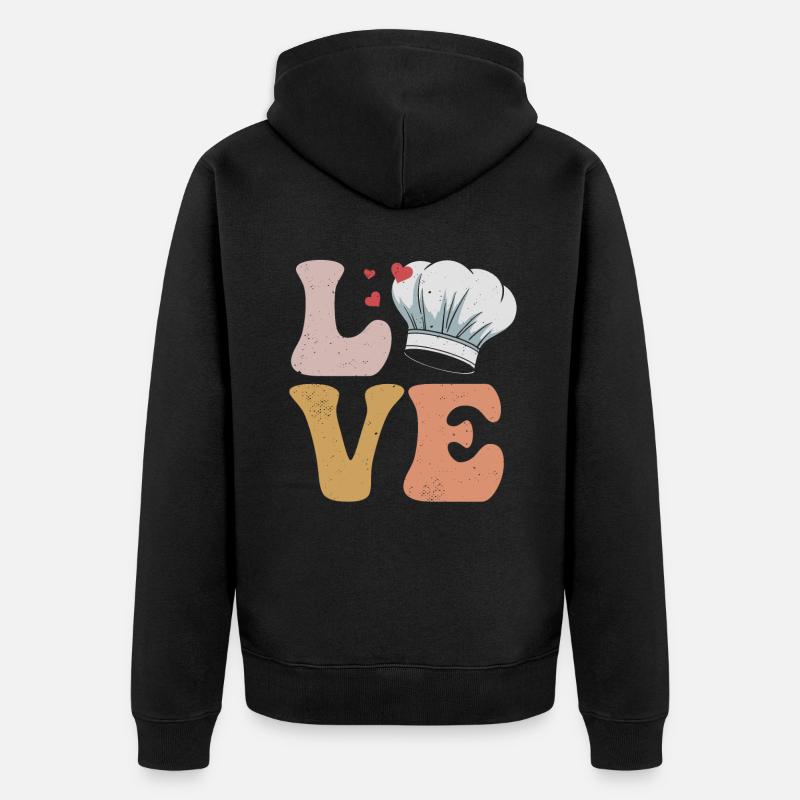 Chefkoch Kochen LIEBE - Unisex Premium Bio Zip Hoodie - Schwarz
