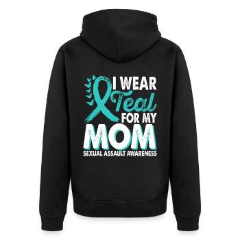 Wear teal for Month of Consciousness - Unisex Premium Organic Zip Hoodie - black - Back - Nico (187cm)
